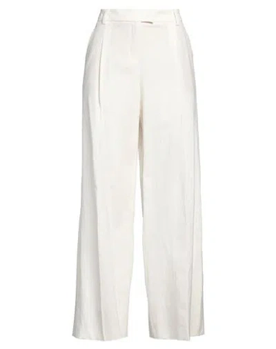 Seductive Woman Pants Ivory Size 8 Linen, Polyester, Viscose, Elastane In White