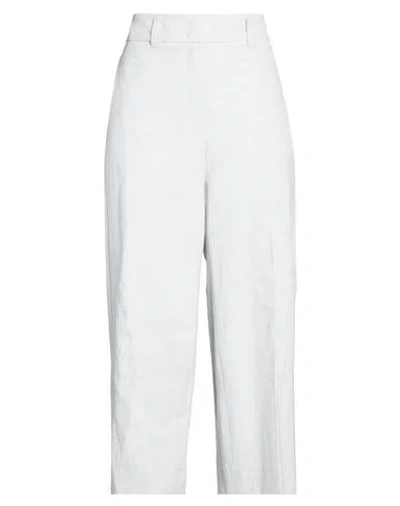 Seductive Woman Pants Light Grey Size 10 Linen, Polyester, Viscose, Elastane In White