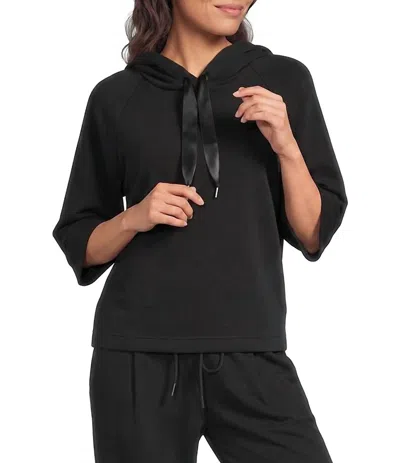 See And Be Seen 3/4 Sleeve Hooded Top In Black