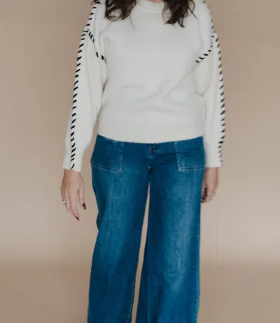 See And Be Seen Big Heart Big Stitches Sweater In Cream
