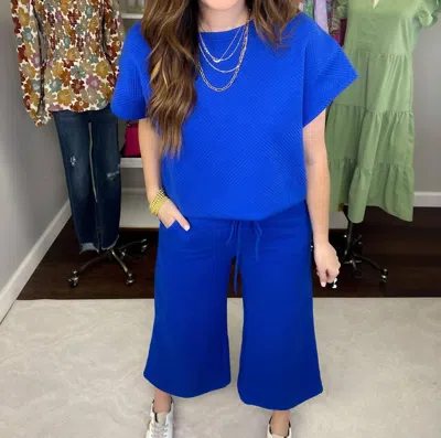 See And Be Seen Call My Jet Textured Pants In Royal Blue