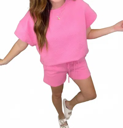 See And Be Seen Call My Jet Textured Shorts In Bubble Gum In Multi