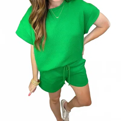 See And Be Seen Call My Jet Textured Shorts In Green