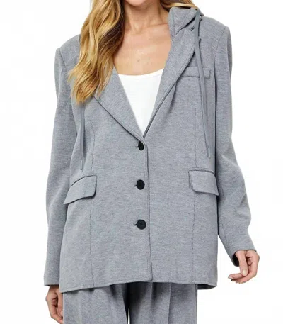See And Be Seen Casual Hooded Blazer In Grey In Gray