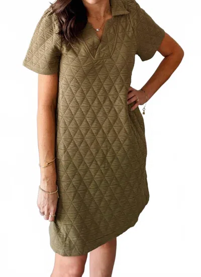 See And Be Seen Charmed Quilted Dress In Olive In Green