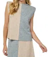 See And Be Seen Color Block Sleeveless Top In Taupe/grey In Multi
