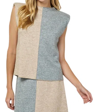 See And Be Seen Color Block Sleeveless Top In Taupe/grey In Multi