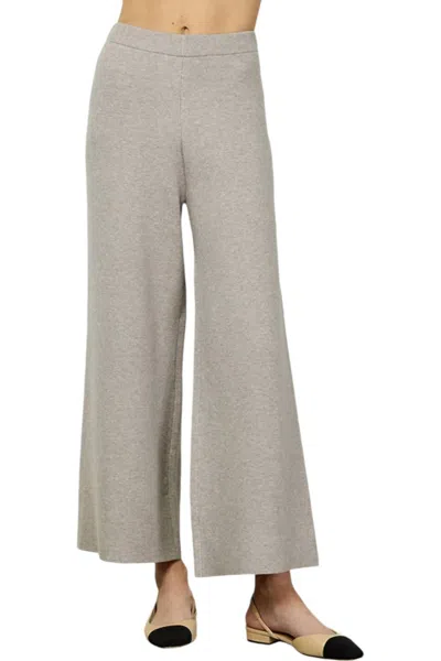 See And Be Seen Cropped Wide Sweater Pants In Grey Melange In Blue