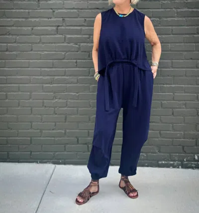 See And Be Seen Dani Sleeveless Top And Straight Pants Set In Blue