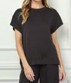See And Be Seen Elle Soft Lounge Top In Black In Black