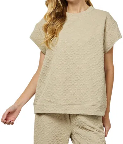 See And Be Seen Flower Textured Lounge Top In Taupe In Grey