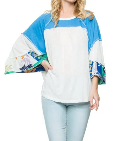 See And Be Seen Fun & Flirty Color Block Top In Blue