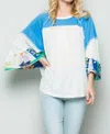 SEE AND BE SEEN FUN & FLIRTY COLOR BLOCK TOP IN BLUE