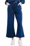 See And Be Seen Hamptons Textured Cropped Wide Pants In Navy In Blue