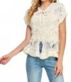 See And Be Seen Lace Pointelle Sweater Top In Beige In Neutral