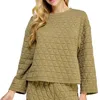 See And Be Seen Long Sleeve Quilted Top - Reg/curvy In Olive In Multi