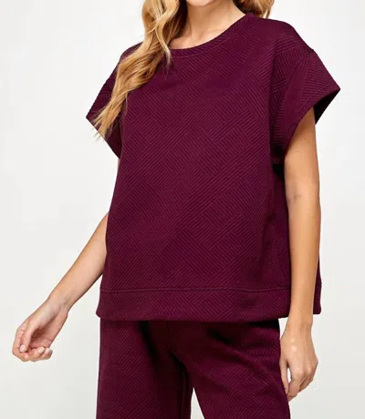 See And Be Seen Madeline Textured Loungeset In Burgundy