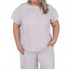See And Be Seen Metallic Shimmer Textured Knit Top In Tan Multicolor In Gray