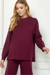 See And Be Seen Mock Neck Sweater Top In Burgundy In Brown