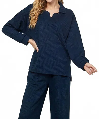 See And Be Seen Navy Textured Jogger Set In Blue