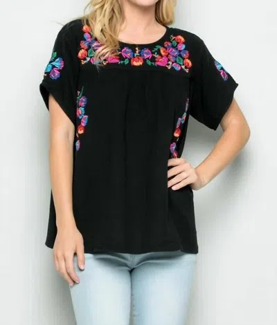 See And Be Seen On The Border Embroidered Top In Black