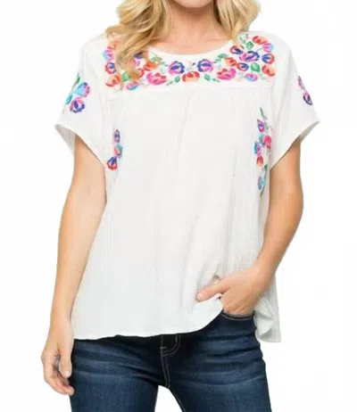 See And Be Seen On The Border Embroidered Top In White