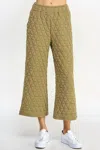 SEE AND BE SEEN QUILTED LUXE PANTS IN LIGHT OLIVE
