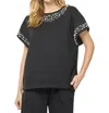 See And Be Seen Textured Short Sleeve Sweatshirt In Black In Black