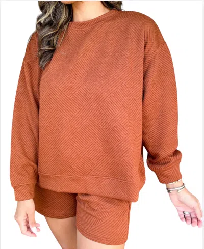 See And Be Seen Roxy Textured Sweatshirt In Brown