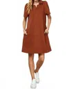 See And Be Seen Short Sleeve Polo Dress In Rust In Multi