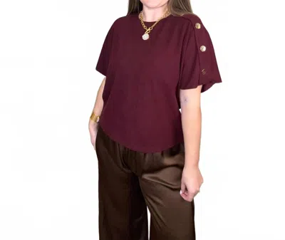 See And Be Seen Short Sleeve Sweater In Burgundy In Brown