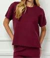 See And Be Seen Short Sleeve Sweater Top In Burgundy