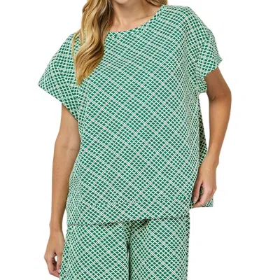 See And Be Seen Short Sleeve Texture Top In Green In Blue