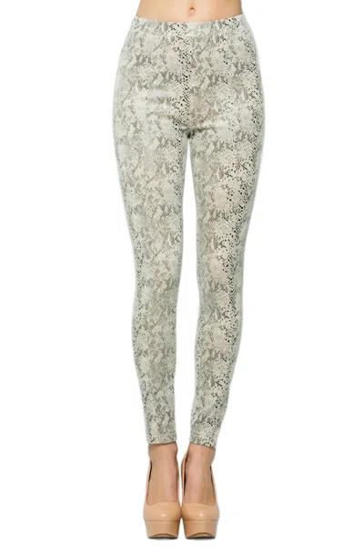 See And Be Seen Snake Skin Legging In Off White In Gray