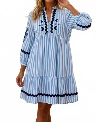 See And Be Seen Striped Mini Dress In Blue White
