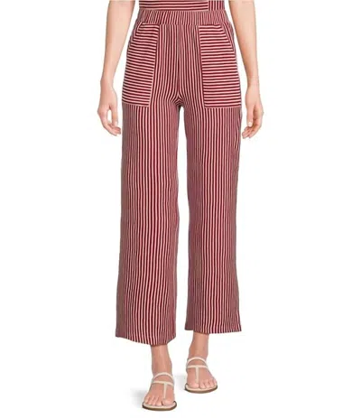 See And Be Seen Striped Straight Leg Pants In Red/cream In Multi