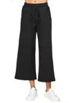 See And Be Seen Plus Size Textured Cropped Pants In Black In Black