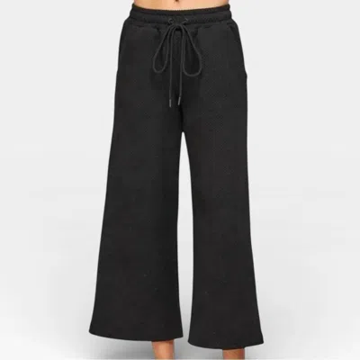 See And Be Seen Textured Cropped Wide Leg Pants In Black With Texture
