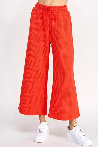 See And Be Seen Textured Cropped Wide Pant In Orange In Red