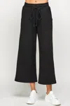 SEE AND BE SEEN TEXTURED CROPPED WIDE PANTS IN BLACK