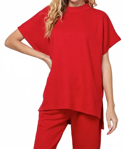 See And Be Seen Textured Pant Set In Red