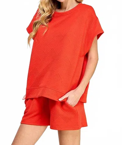See And Be Seen Textured Short Sleeve Top In Orange In Neutral
