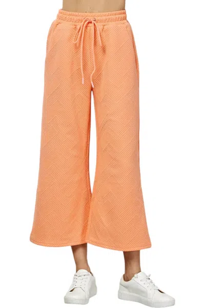 See And Be Seen Textured Soft Cropped Wide Pants In Peach In Pink