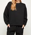 See And Be Seen Textured Sweatshirt Top In Black In Black