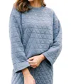 See And Be Seen Vail Quilted Long Sleeve Top In Dusty Blue In Multi