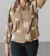 See And Be Seen Wonder Embroidered Blouse In Tan In Brown