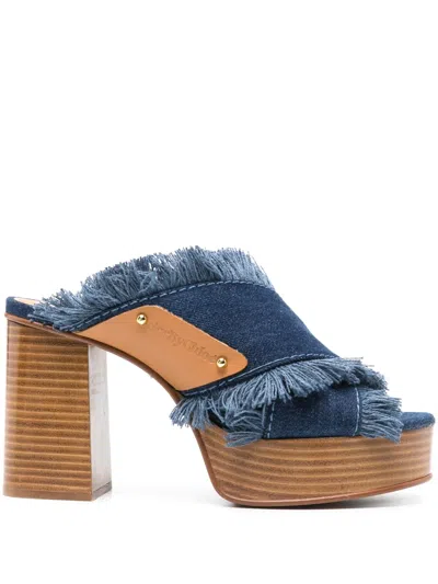 SEE BY CHLOÉ 100MM DENIM SANDALS