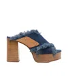 See By Chloé 100mm Frayed-detailing Denim Mules In Multicolor