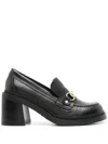 See By Chloé Leather Chain Heeled Loafers In Black