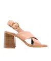 See By Chloé 85mm Logo-buckle Leather Sandals In Nude